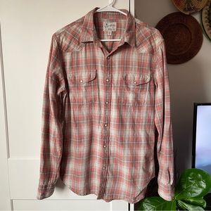 Lucky Brand Plaid Dobby Western Long Sleeve Button-down Shirt - M